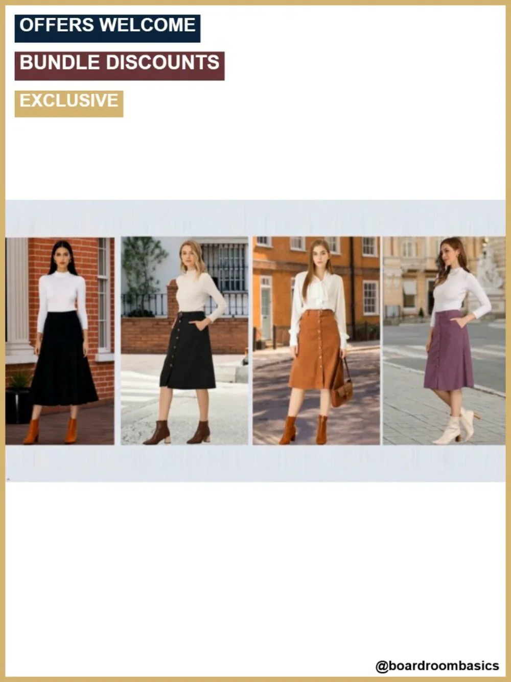 Allegra K Women's High Waist A-Line Corduroy Midi Skirt with Pockets & Belt